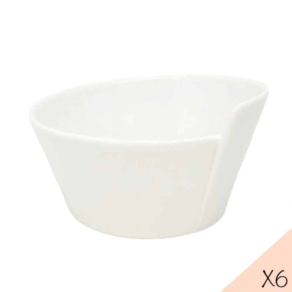 Villeroy & Boch NewWave Small Round Rice Bowls White Porcelain Set of 6 New NWT